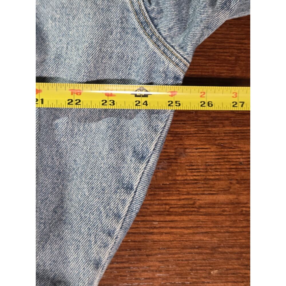 Vintage 90s YES Clothing Co Aztec Denim Trucker Jacket - Boxy Cropped L/XL - Picture 14 of 16